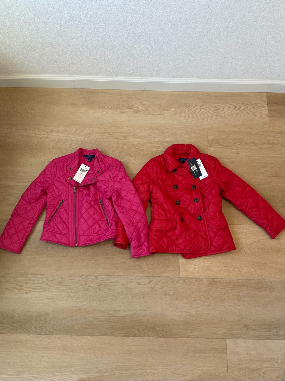 Ralph Lauren Girls Quilted Pink & Red Puffer Jackets - Set of 2 Size 6